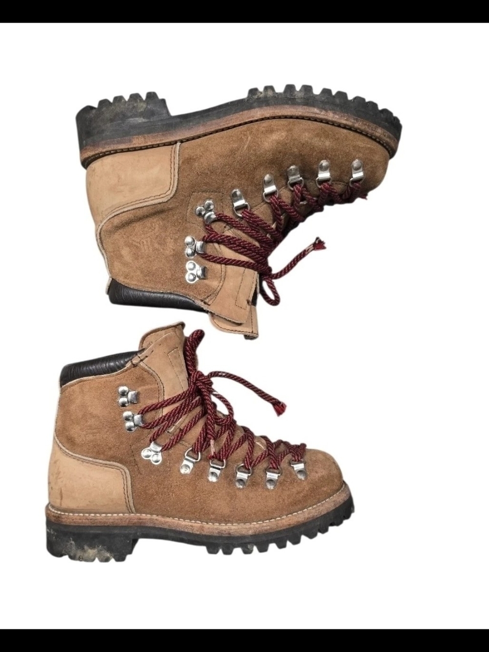 Vtg DEXTER Hiking Boots Womens 7 M  Made in USA Brown Suede Leather Vibram Soles
